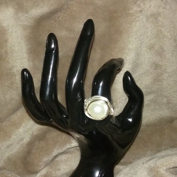 Faux Pearl Wire Wrapped Statement Ring - Picture 2 of 2